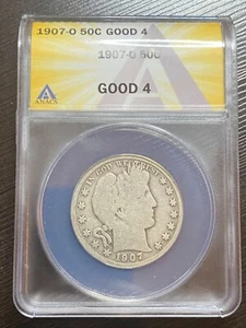1907-O Barber Half Dollar Good 4 Condition 90% Silver 50c - Picture 1 of 5