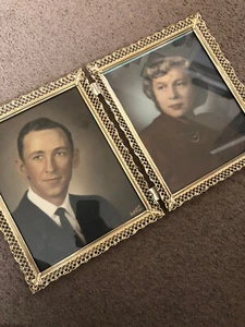 Pr. Vtg. Framed Handtinted Photos, 50s Couple - Picture 1 of 4