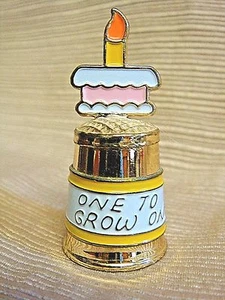 Cute & Colorful METAL Collector THIMBLE wBIRTHDAY CAKE on Top "One To Grow On" - Picture 1 of 6