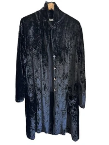 BETH SHAEFFER Black Crushed Velvet Long Jacket Coat MEDIUM - AS NEW - Picture 1 of 9