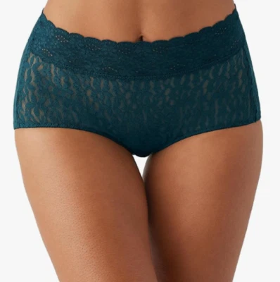 WACOAL 870405 ~ DARK SEA ~ HALO LACE SEMI SHEER FULL BRIEF PANTIES  MEDIUM - Image 1 of 4