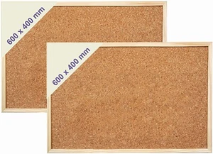 [Set of 2] Wooden Frame 60cm x 40cm Cork Board With Pin Bulletin Board Wall Hang - Picture 1 of 6