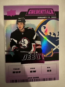 Jack Quinn 2022-23 Credentials Debut Ticket Access /10 Buffalo Sabres - Picture 1 of 7