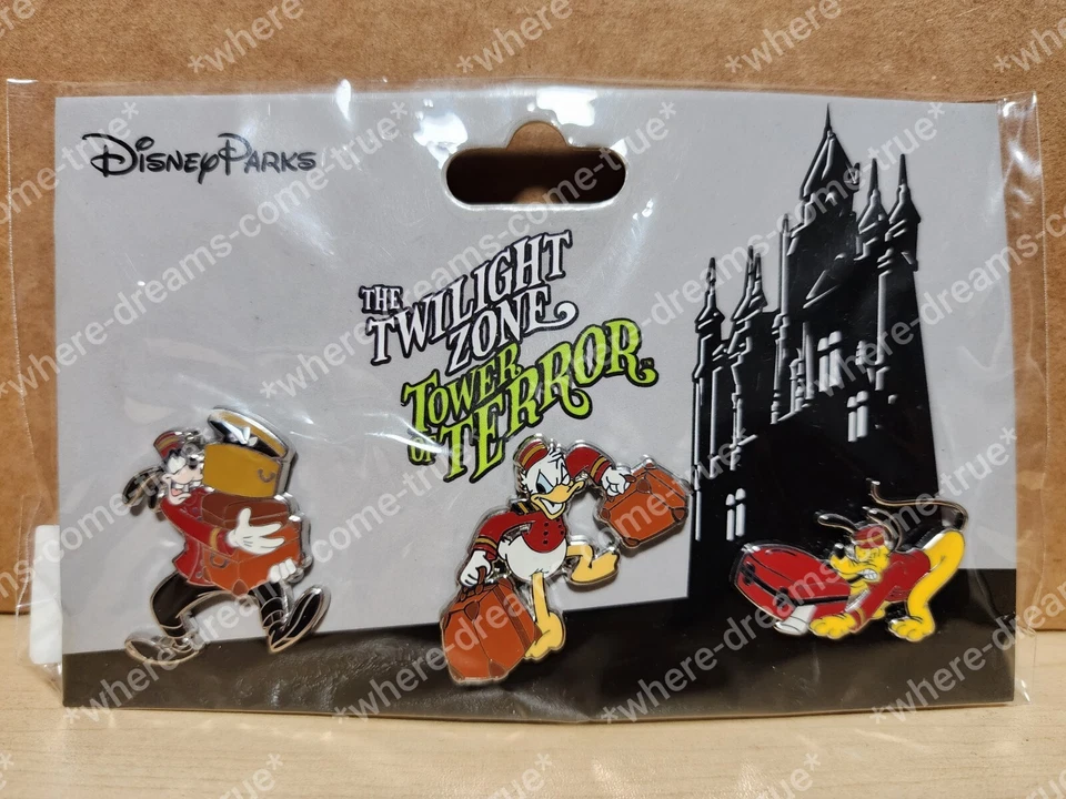 Disney Parks The Twilight Zone Tower Of Terror Three Pin Set Goofy Donald Pluto  - Изображение 1 из 1