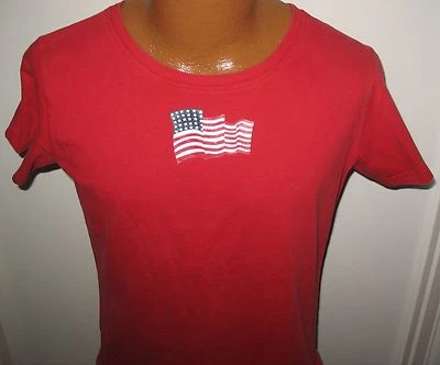 BILL BLASS JEANS - BANDERA AMERICANA - 100% ALGODÓN - CAMISETA NOVEDAD - PECHO L 40" Foto 1 de 3