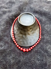 Collier perles graduées en acrylique rouge vintage avec entretoises en or noyau de grand-mère vêtements d'église