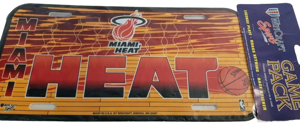 VTG Miami Heat NBA License Plate, Key Chain, Sticker- Wincraft Sports NOS - Image 1 of 4
