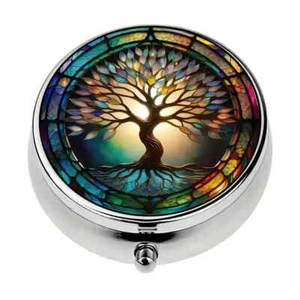 1pc Colorful Tree Of Life Pill Box, 3 Compartment Medicine Pill Organizer New - Picture 1 of 7