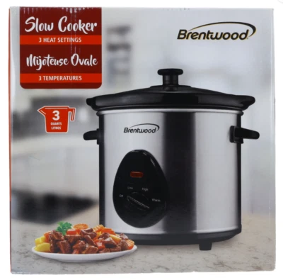Olla de cocción lenta Brentwood SC-130S de 3 cuartos, cuerpo de acero inoxidable Foto 1 de 4