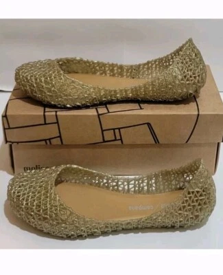 Mini Melissa Campana Oro Brillo Ballet Plano Talla 3 Niñas Pequeñas Foto 1 de 4