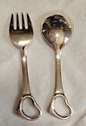 TIFFANY & Co. Baby Fork & Spoon Cutlery Set Open Heart Silver 