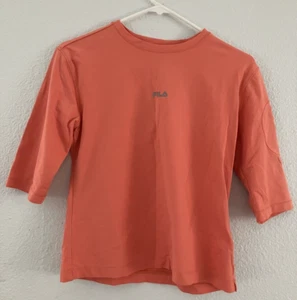 FILA Athletic 3/4 Sleeve Top Coral Performance Zip Pocket Workout Shirt - Picture 1 of 5
