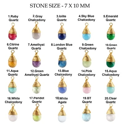 7x10 mm Calcedonia Hydo Cuarzo Alambre Envuelto en Oro Hágalo Usted Mismo Conectores Colgantes Foto 1 de 4