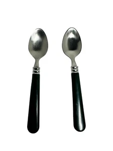 Vintage Green Plastic Handles Stainless Silverware MCM Retro spoons 2 Pieces - Picture 1 of 2