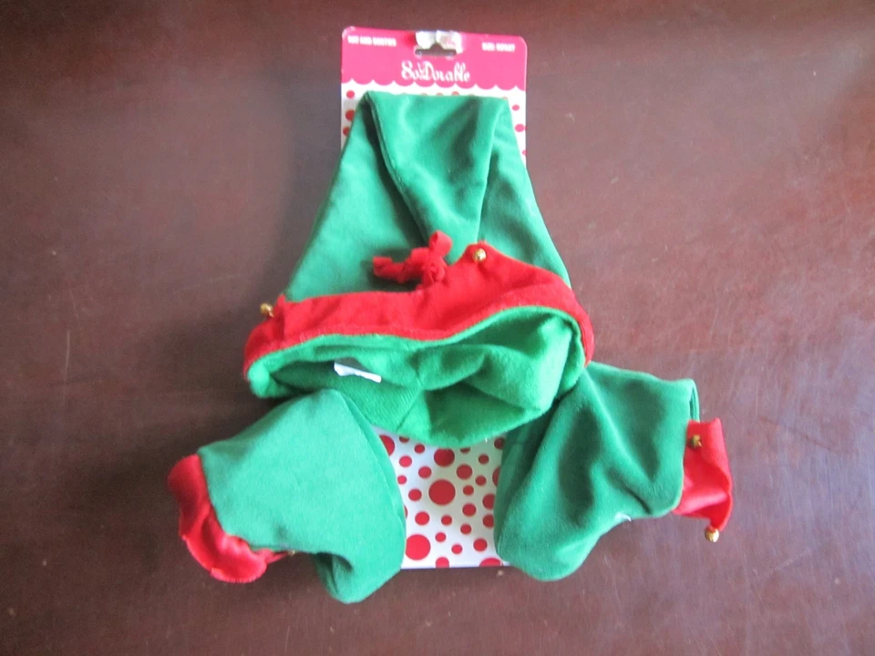 So'Dorable шляпа и пинетки эльф костюм наряд колокольчики зеленый и красный младенца - Изображение 1 из 3