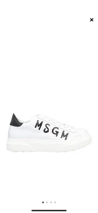 MSGM Sneakers - GINEVRA BIANCO , Logo print Leather Lace Up Size 34 Kids Unisex - Picture 1 of 15