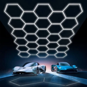 5-28 Hexagon LED Lampe Röhren Werkstatt Garage Decken Leuchte Waben Beleuchtung - Picture 1 of 40