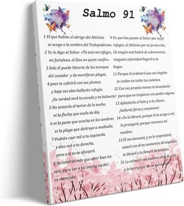 Salmo 91 En Español Para Pared, Psalm Wall Art, Cuadros Cristianos Pared Español - Picture 1 of 5