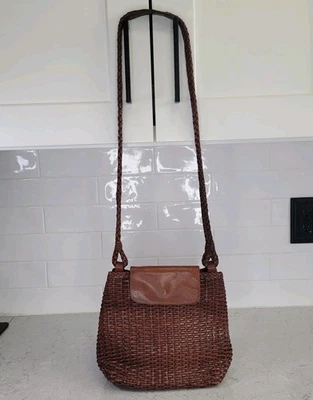 Cartera de cuero trenzado tejida CEM vintage Foto 1 de 4