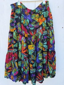 bonjour Women’s Maxi Skirt Size S Multicolor Elastic Waist Floral - Picture 1 of 9