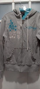 Ed Hardy Christian Audigier Hooded Zip Up Sweatshirt Size Small Dead Or Alive - Picture 1 of 7