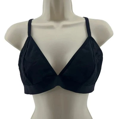 Old Navy Mesh V-Neck Bralette Top Black Jack Bra Size Large - Image 1 of 4