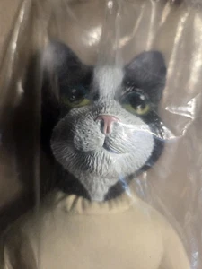 Vintage Just For Keeps Classic Animal Cat Doll Nero Bianco 14" Resina Peluche Corpo NOS - Foto 1 di 16