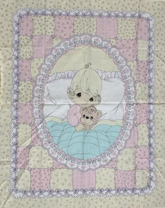Precious Moments Baby Quilt Panel Vintage 35x44” Teddy Bear Pink Yellow Spectrix - Picture 1 of 3