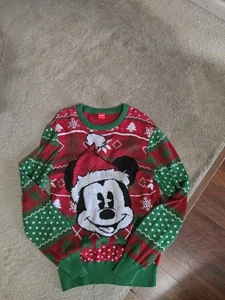 Herren MICKEY MOUSE Santa UGLY Weihnachtspullover Party Large - Bild 1 von 1