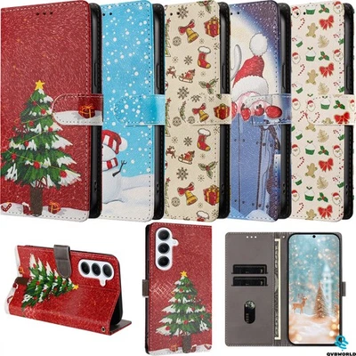 Christmas Pattern Wallet Case Phone Cover for Samsung A17 A07 A56 A36 A16 A15 - Image 1 of 4