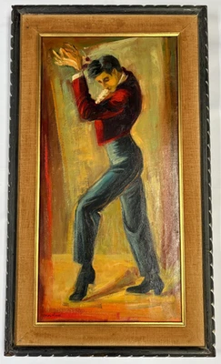 EDITH MONTLACK ORIGINAL SIGNED OIL PAINTING MALE FLAMENCO DANCER 29 x 17 - Image 1 of 4