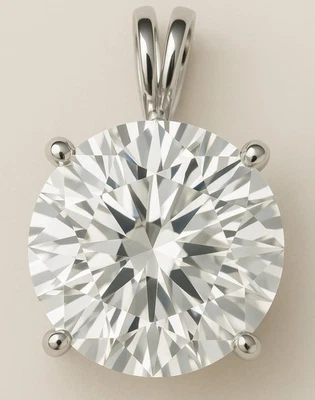 IGI Cert 4.04ct Round Cut Lab Grown Diamond Solitaire Pendant G,  VVS2 $7,000 - Image 1 of 3