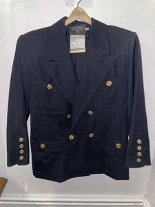 Vintage Chanel Womens Double Breasted Blazer Jacket Black Wool Size 38 Gold - Picture 1 of 9