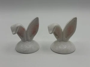 2 Bath & Body Works Pascua Cerámica Brillo Blanco Orejas de Conejo Imán Candelabro Topper - Imagen 1 de 5