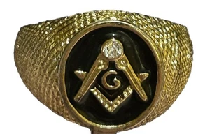 Anillo Masónico Talla 13 Tono Oro Piedra No Probada - Imagen 1 de 5