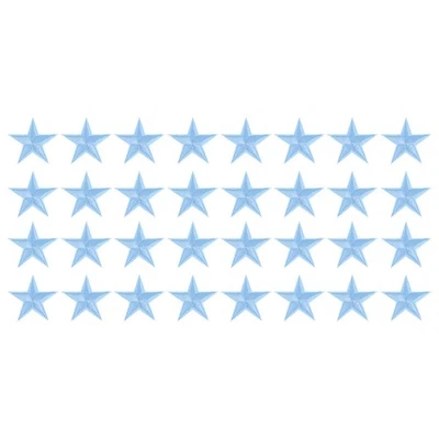 32Pcs Iron on Star Patches Sew on Star Embroidered Patches, 45mm Sky Blue Foto 1 de 4