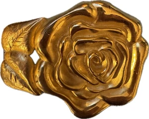 Signierte Doreen Ryan Vintage Gürtelschnalle goldfarben Rose Blume - Bild 1 von 4
