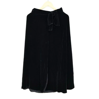 J.Crew Vintage Victorian Velvet Tie Neck Silk Blend Cape Shawl Black Size 10  - Image 1 of 4