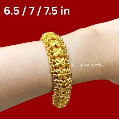 Pulseira feminina de ouro amarelo 18k22K 24K tailandês BAHT 6,7,7,5 pol - Imagem 1 de 4