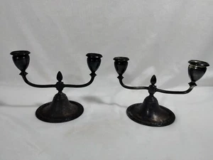 Set Of 2 Vintage Silver Plated 2 Arm Candlestick Holder Candle Holder EPNS - Picture 1 of 16