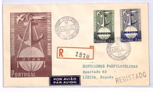 PORTUGAL FDC 1952 NATO ANNIVERSARY Registered Lisbon Registered Spain YT323 - Picture 1 of 14