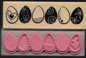 STAMPABILITIES rubber stamp HALF DOZEN - Easter Egg Border - wood mounted - Picture 1 of 1