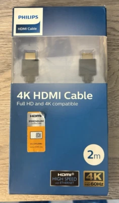 Phillips 4K HDMI Cable 2M HD & 4K Compatible High Speed Brand New Boxed - Image 1 of 4