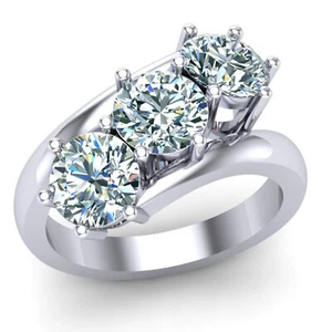 3.17 Ct Vvs1 Ice White Round Moissanite Diamond Wedding Ring 925 Silver Size 7 - Picture 1 of 4