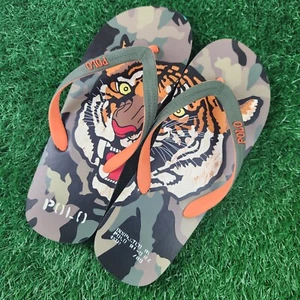 Polo Ralph Lauren Whitlebury II Tiger Camo Print Flip Flop Sandals Size 10D - Picture 1 of 6