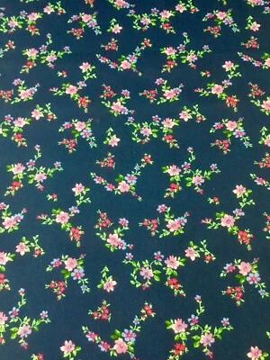 Santee Print Cotton Fabric - Flowers & Vines on Navy background - 1/2 yd - Image 1 of 3