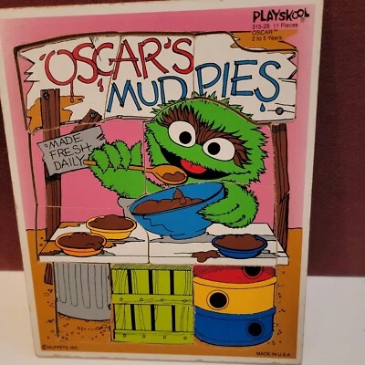 PUZZLE DE COLECCIÓN SESAME STREET PLAYSKOOL OSCAR'S MUD PIES MUPPETS INC MADERA 11 PIEZAS Foto 1 de 4