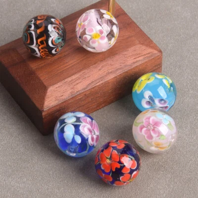 2PCS 20mm Big Round Lampwork Glass Flower Handmade Loose Beads For DIY Jewelry - Image 1 of 4