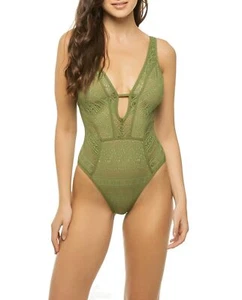 BECCA Women's Standard Color Play Crochet High Leg One Piece Swimsuit, Size - Picture 1 of 2
