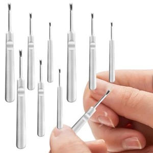 9 Pack Cuticle Nail Pusher and Trimmer Nail Cuticle Fork Professional Stainless - Picture 1 of 7